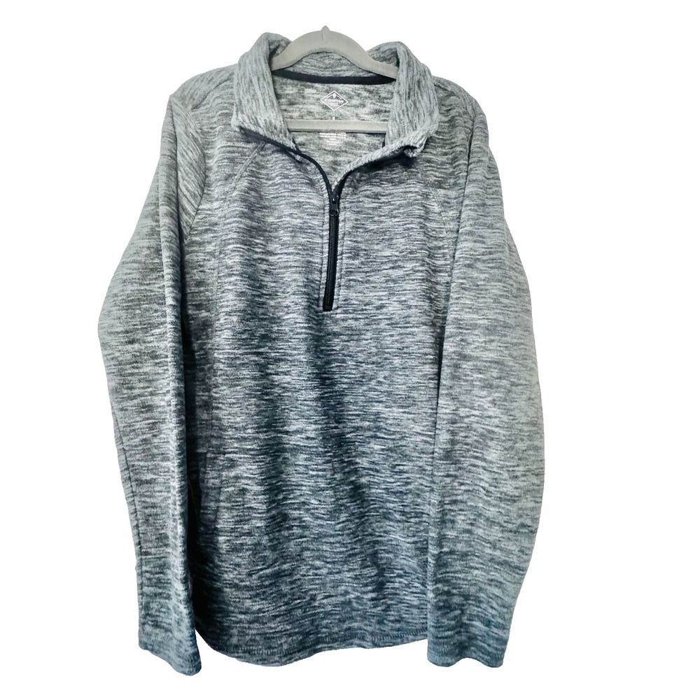 St. John's Bay Gray Marled Fleece Quarter Zip Pullover Small Cozy Fall Athleisur